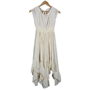 Mia Joy Joyfolie Boho Solid Handkerchief Hem Dress Cream Cottagecore Size 10